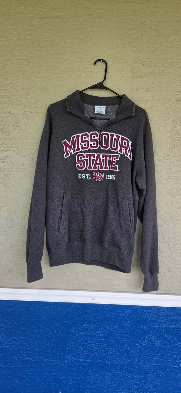 Champion Missouri State 1/4 Zip Sweatshirt Size M Dark Gray Eco Fleece